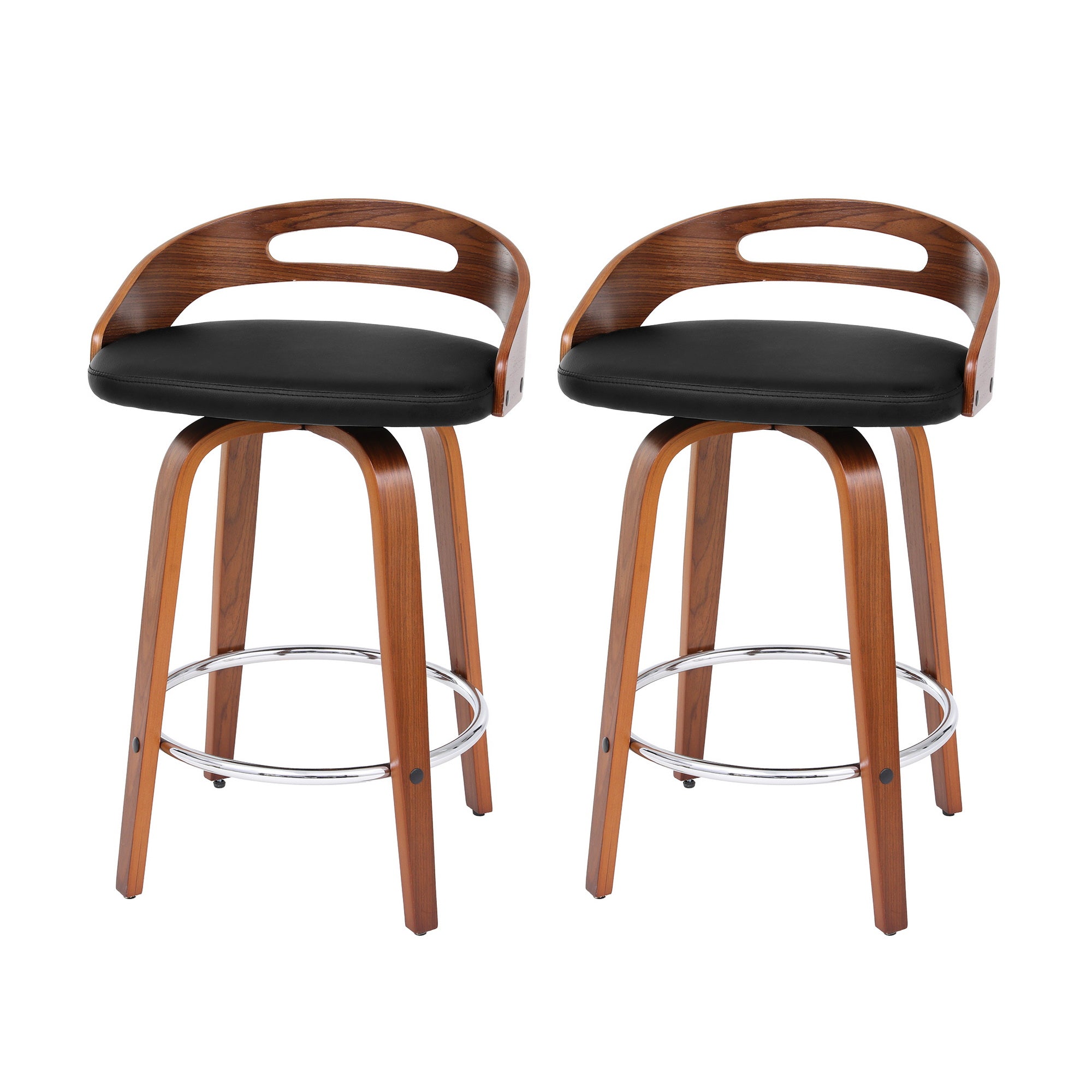 Table & Bar Stools: Artiss 2x Bar Stools Swivel Dining Chairs Low Back Counter Seat PU Cushion