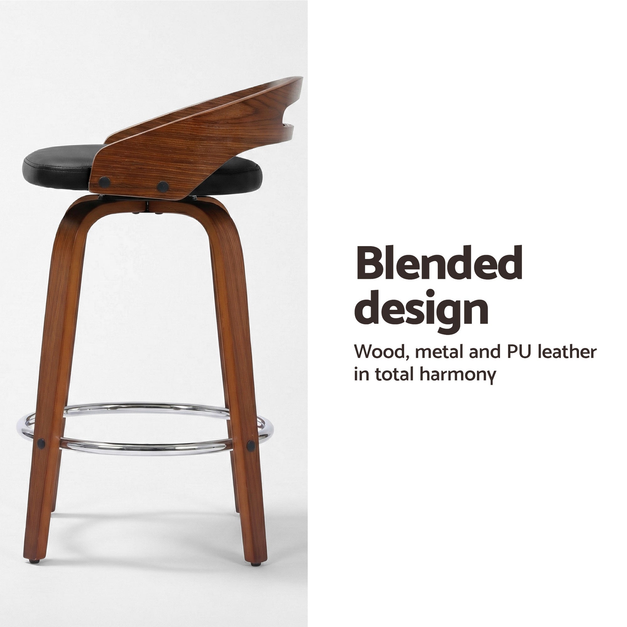 Table & Bar Stools: Artiss 2x Bar Stools Swivel Dining Chairs Low Back Counter Seat PU Cushion