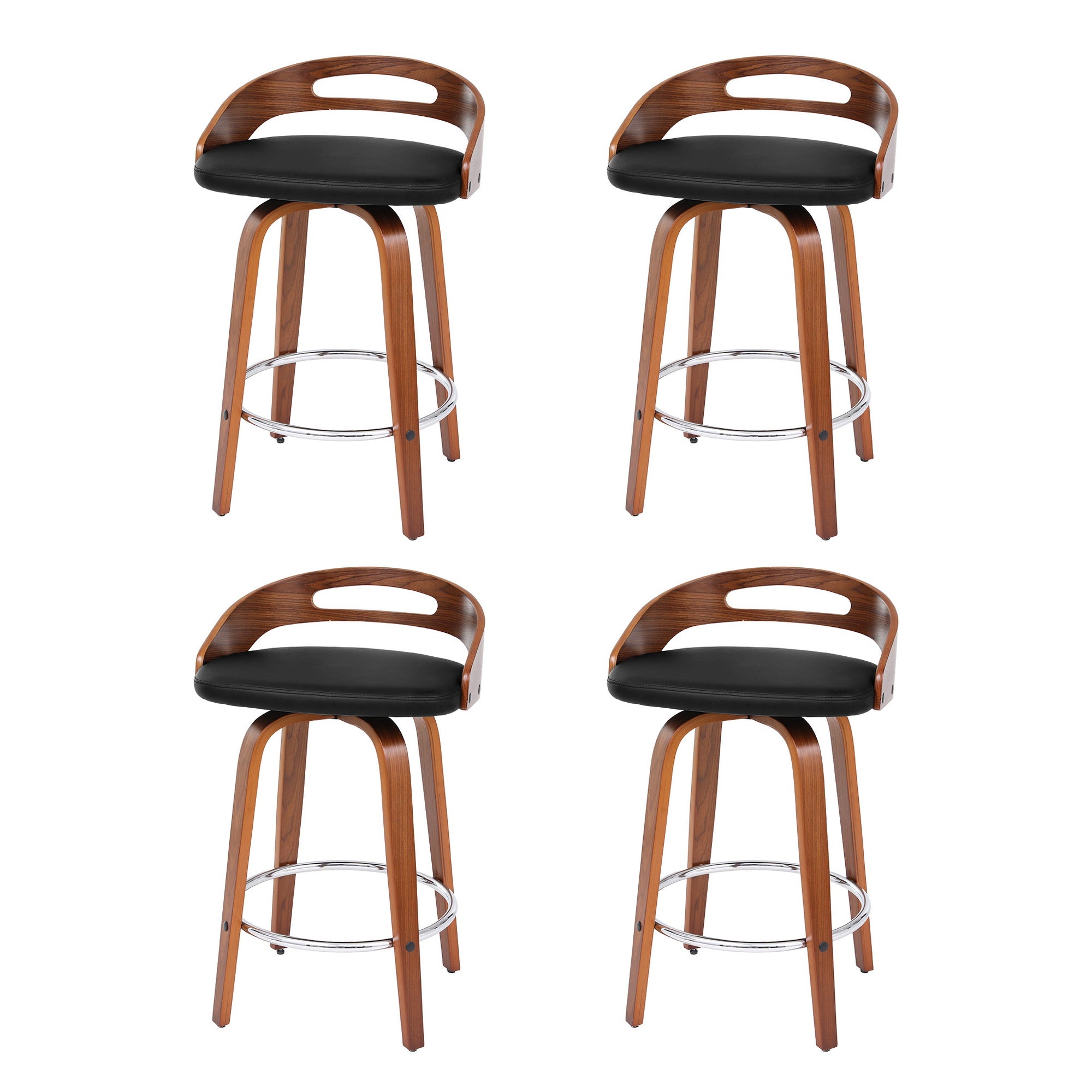 Table & Bar Stools: Artiss 4x Bar Stools Swivel Dining Chairs Low Back Counter Seat PU Cushion