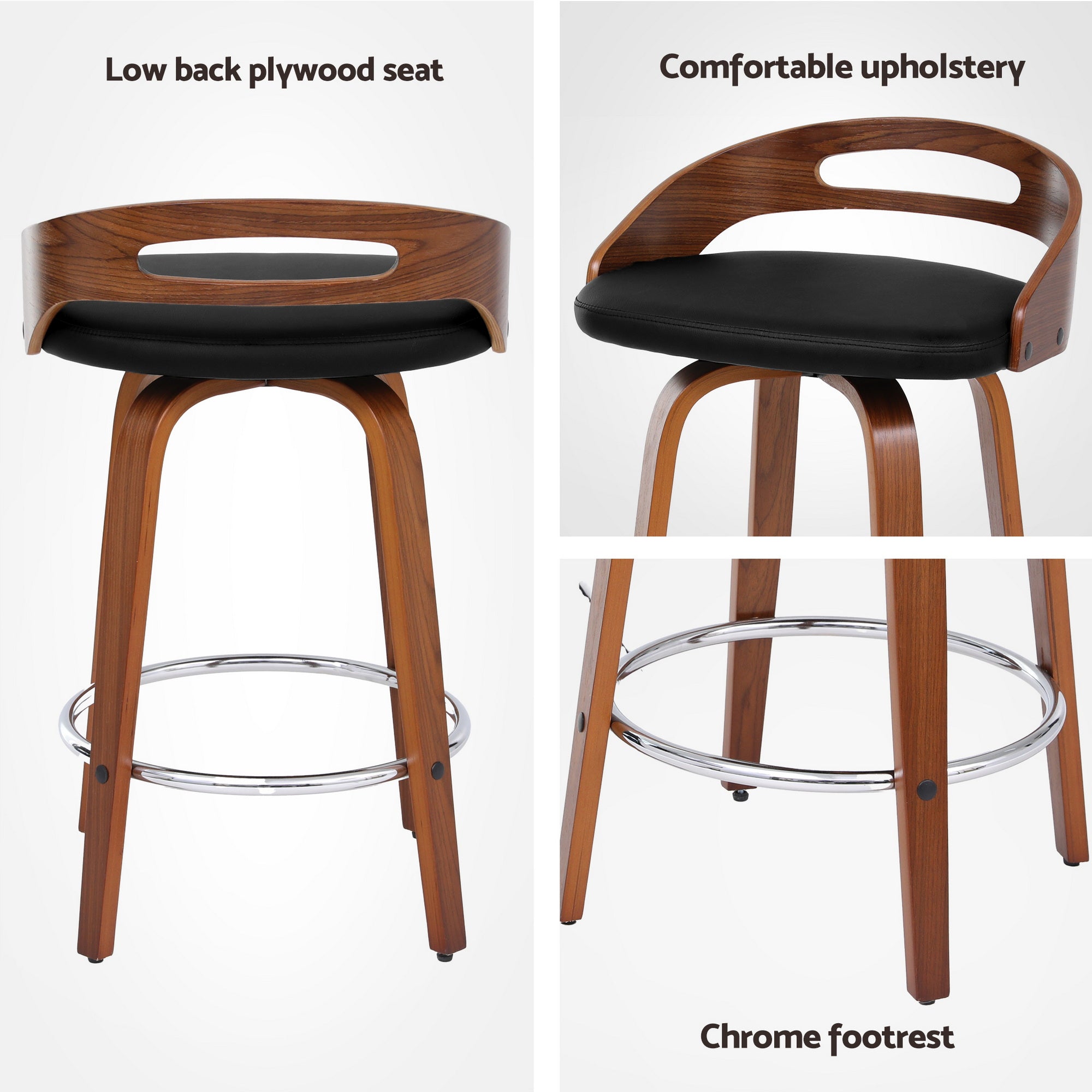 Table & Bar Stools: Artiss 4x Bar Stools Swivel Dining Chairs Low Back Counter Seat PU Cushion
