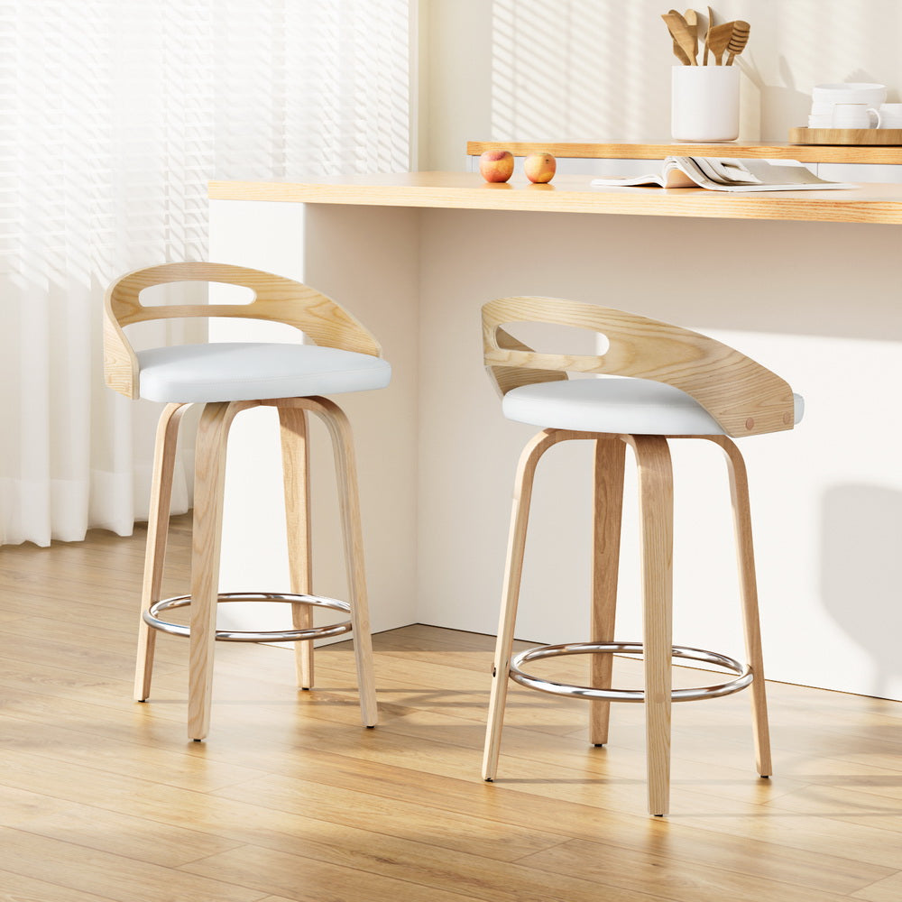 Table & Bar Stools: Artiss 2x Bar Stools Swivel Dining Chairs Low Back Counter Seat PU Cushion