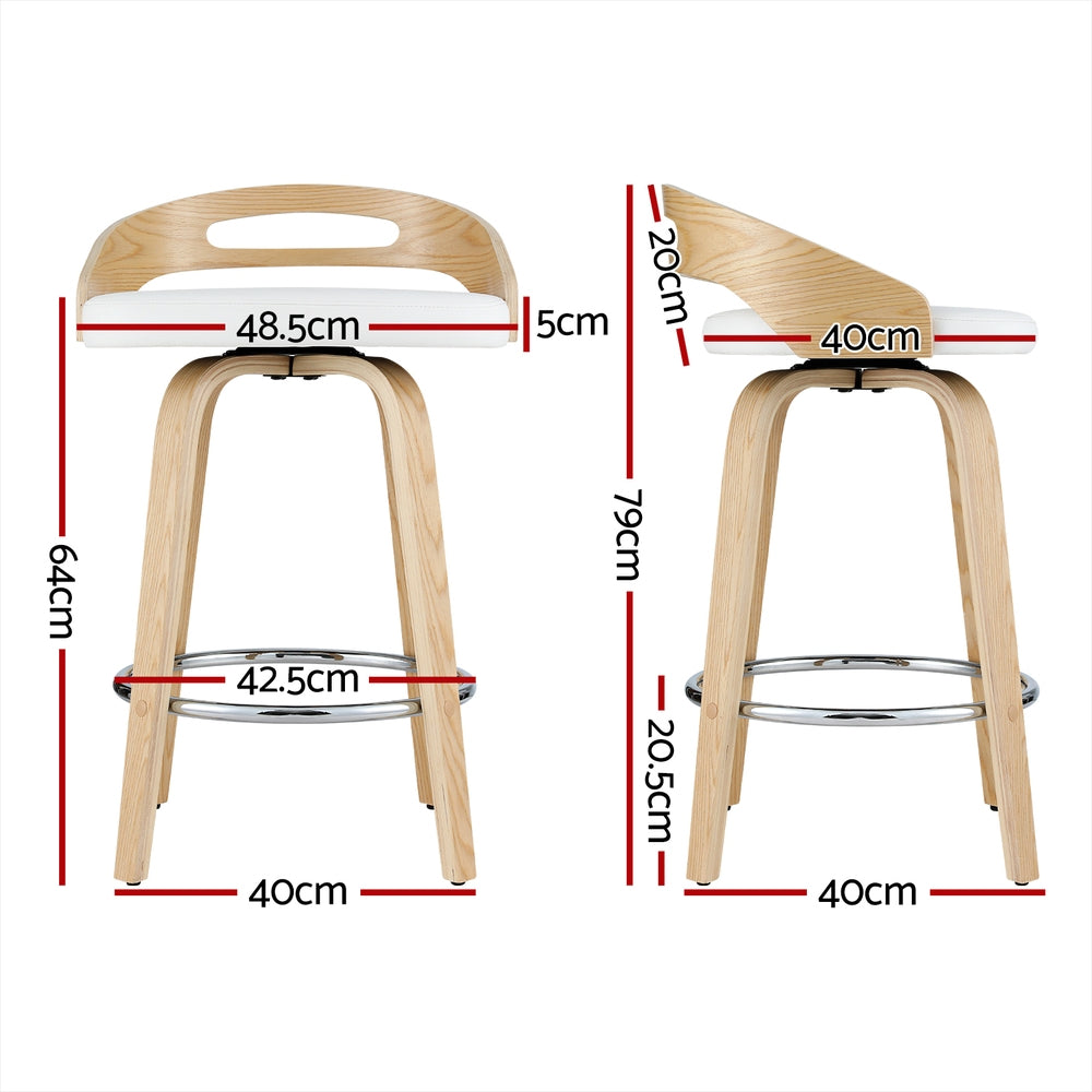 Table & Bar Stools: Artiss 2x Bar Stools Swivel Dining Chairs Low Back Counter Seat PU Cushion
