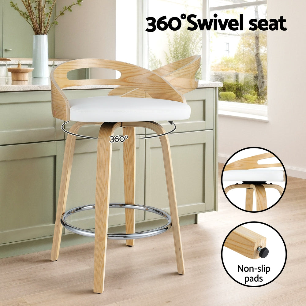 Table & Bar Stools: Artiss 2x Bar Stools Swivel Dining Chairs Low Back Counter Seat PU Cushion