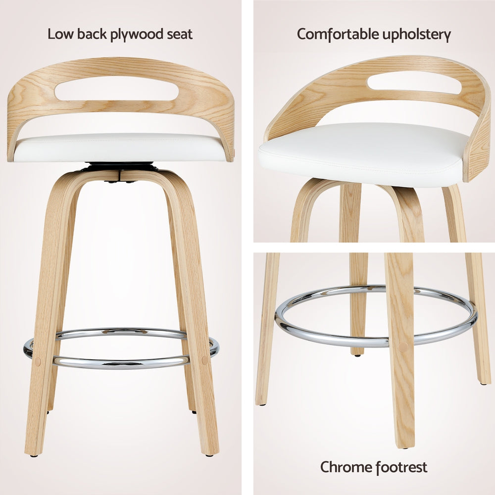 Table & Bar Stools: Artiss 2x Bar Stools Swivel Dining Chairs Low Back Counter Seat PU Cushion
