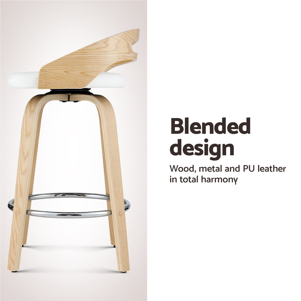 Table & Bar Stools: Artiss 2x Bar Stools Swivel Dining Chairs Low Back Counter Seat PU Cushion