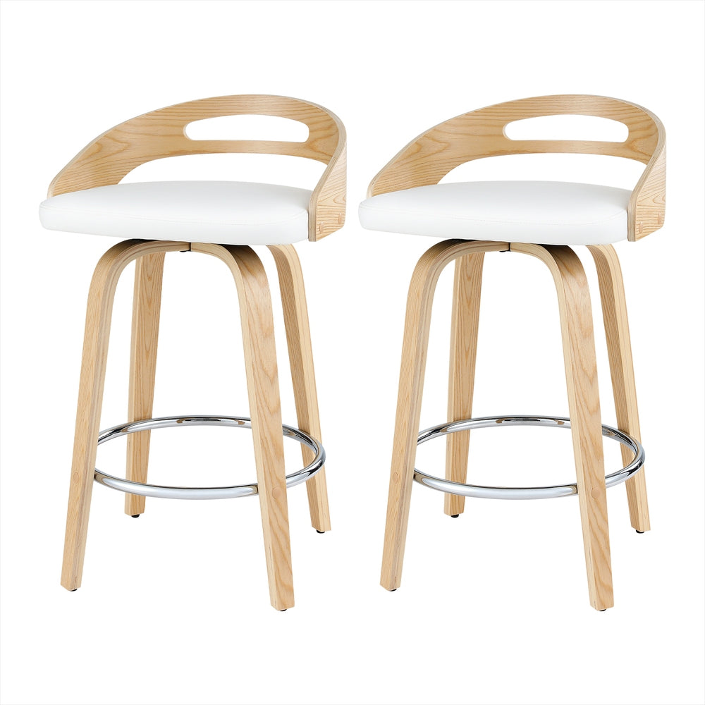 Table & Bar Stools: Artiss 2x Bar Stools Swivel Dining Chairs Low Back Counter Seat PU Cushion