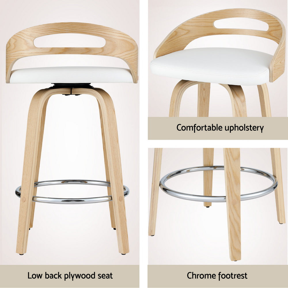 Table & Bar Stools: Artiss 4x Bar Stools Swivel Dining Chairs Low Back Counter Seat PU Cushion
