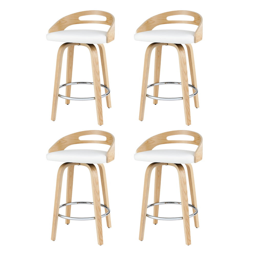 Table & Bar Stools: Artiss 4x Bar Stools Swivel Dining Chairs Low Back Counter Seat PU Cushion