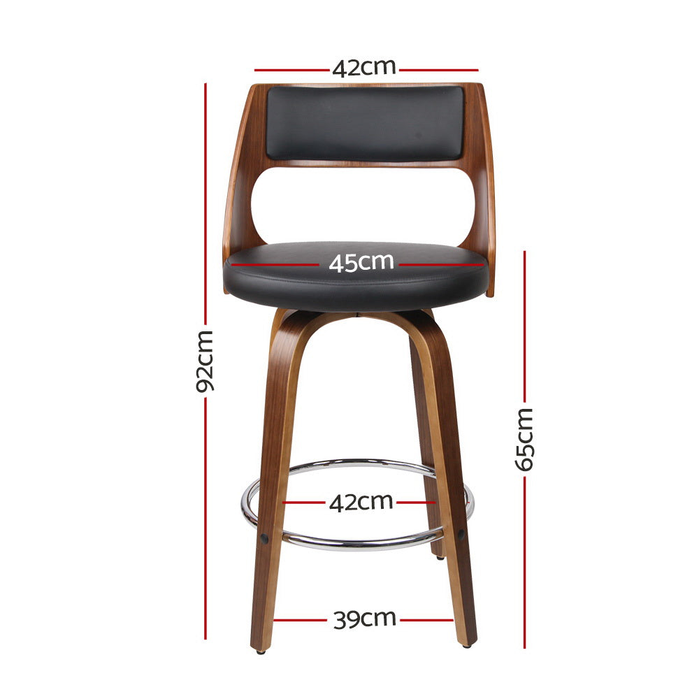 Table & Bar Stools: Artiss 2x Bar Stools Swivel Leather Chair 65cm