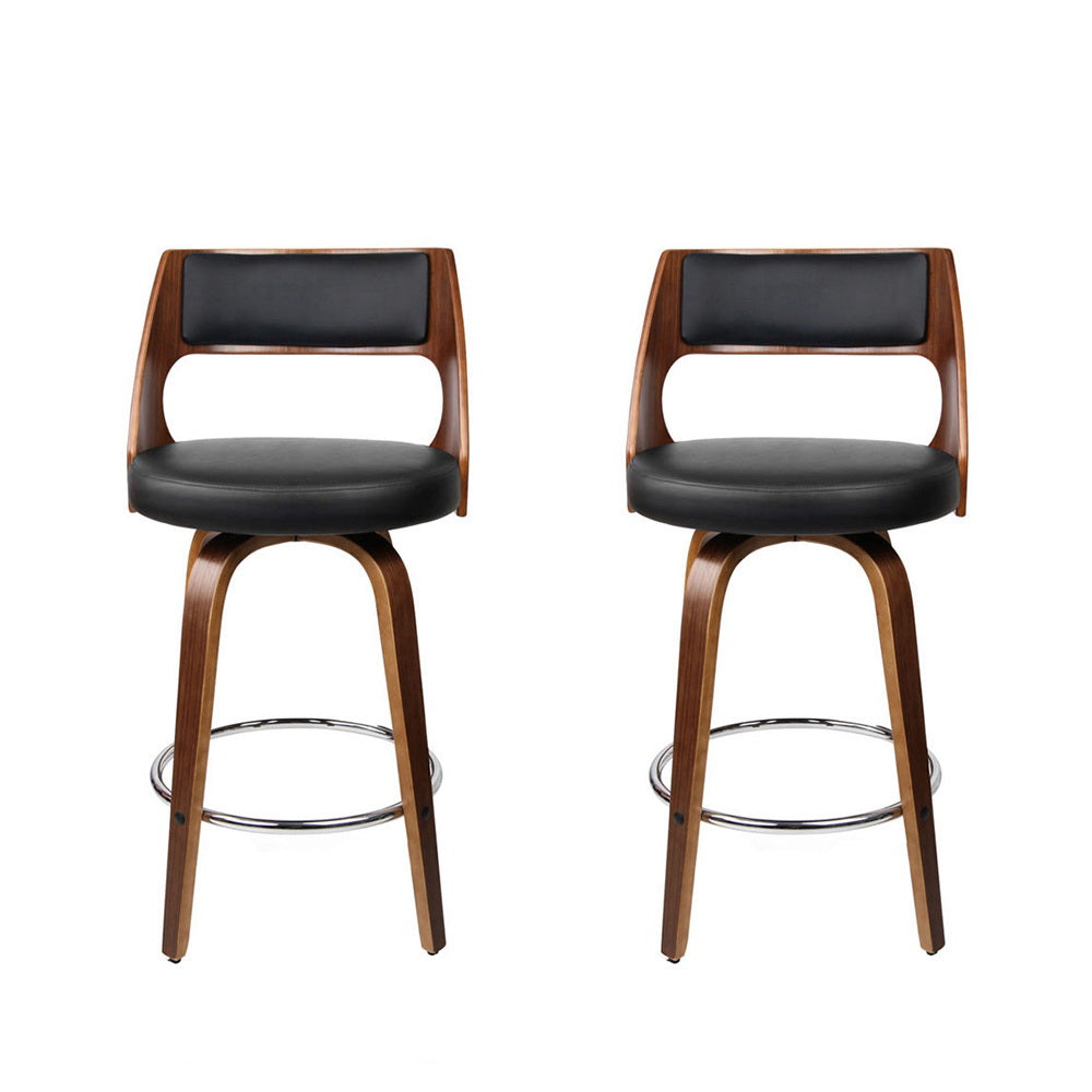 Table & Bar Stools: Artiss 2x Bar Stools Swivel Leather Chair 65cm