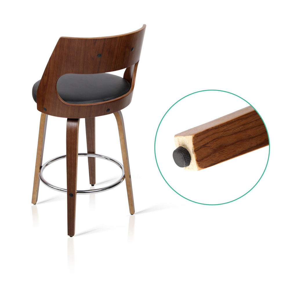 Table & Bar Stools: Artiss 2x Bar Stools Swivel Leather Chair 65cm