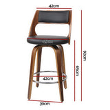 Table & Bar Stools: Artiss 4x Bar Stools Swivel Leather Chair 65cm