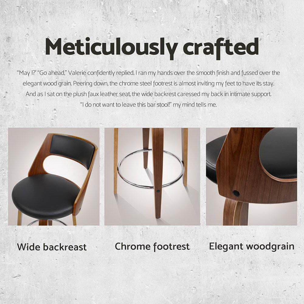 Table & Bar Stools: Artiss 4x Bar Stools Swivel Leather Chair 65cm