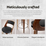 Table & Bar Stools: Artiss 4x Bar Stools Swivel Leather Chair 65cm