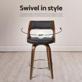 Table & Bar Stools: Artiss 4x Bar Stools Swivel Leather Chair 65cm