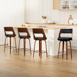 Table & Bar Stools: Artiss 4x Bar Stools Swivel Leather Chair 65cm