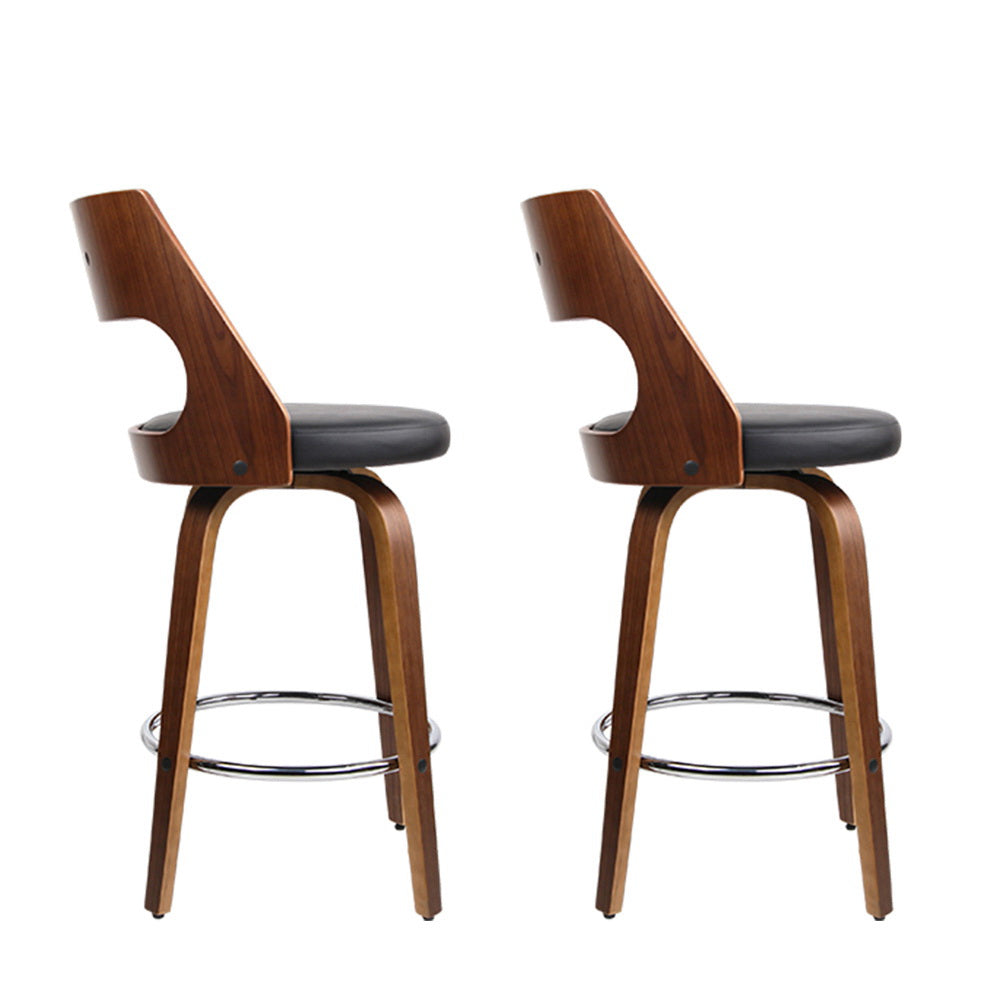 Table & Bar Stools: Artiss 2x Bar Stools Swivel Leather Chair 76cm