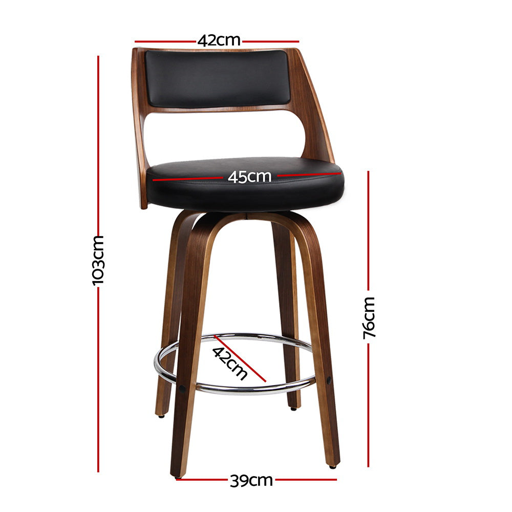 Table & Bar Stools: Artiss 4x Bar Stools Swivel Leather Chair 76cm