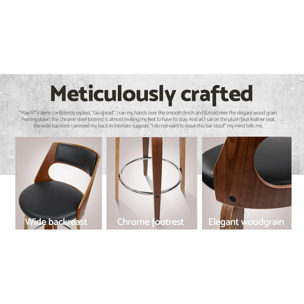 Table & Bar Stools: Artiss 4x Bar Stools Swivel Leather Chair 76cm