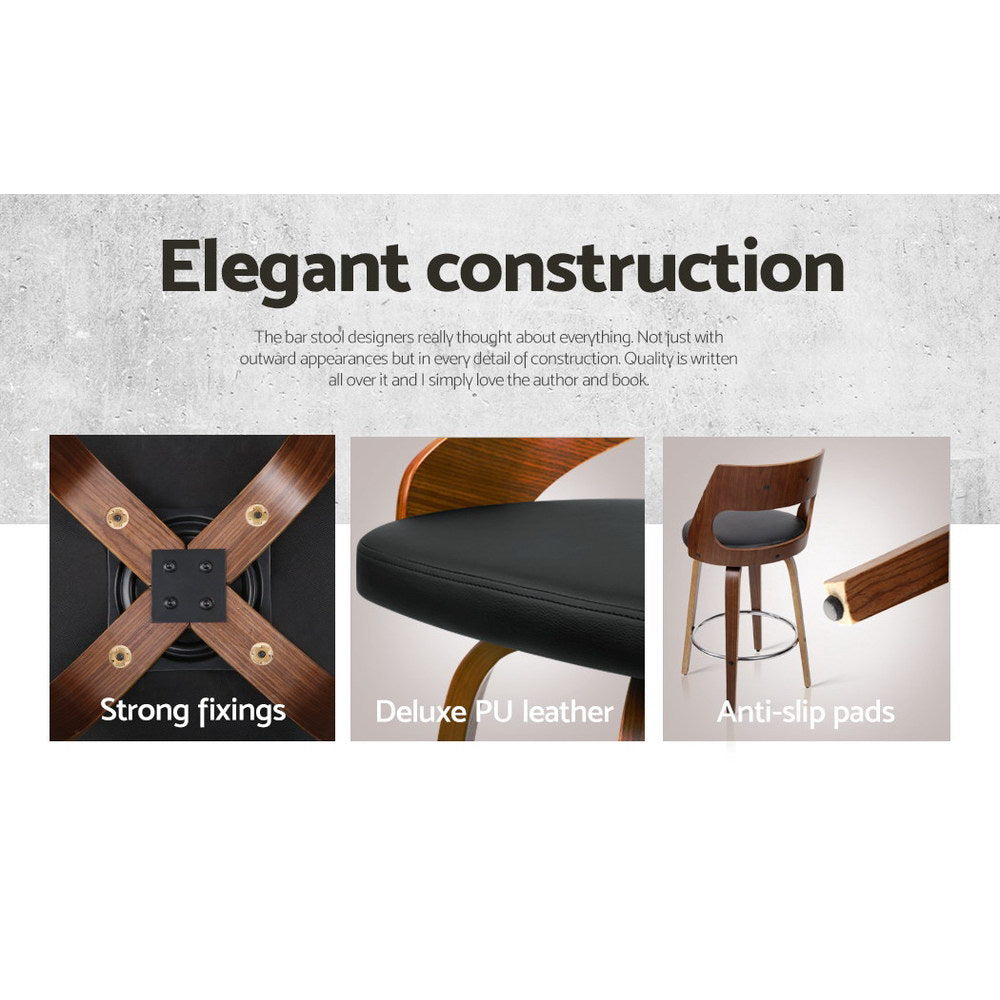 Table & Bar Stools: Artiss 4x Bar Stools Swivel Leather Chair 76cm