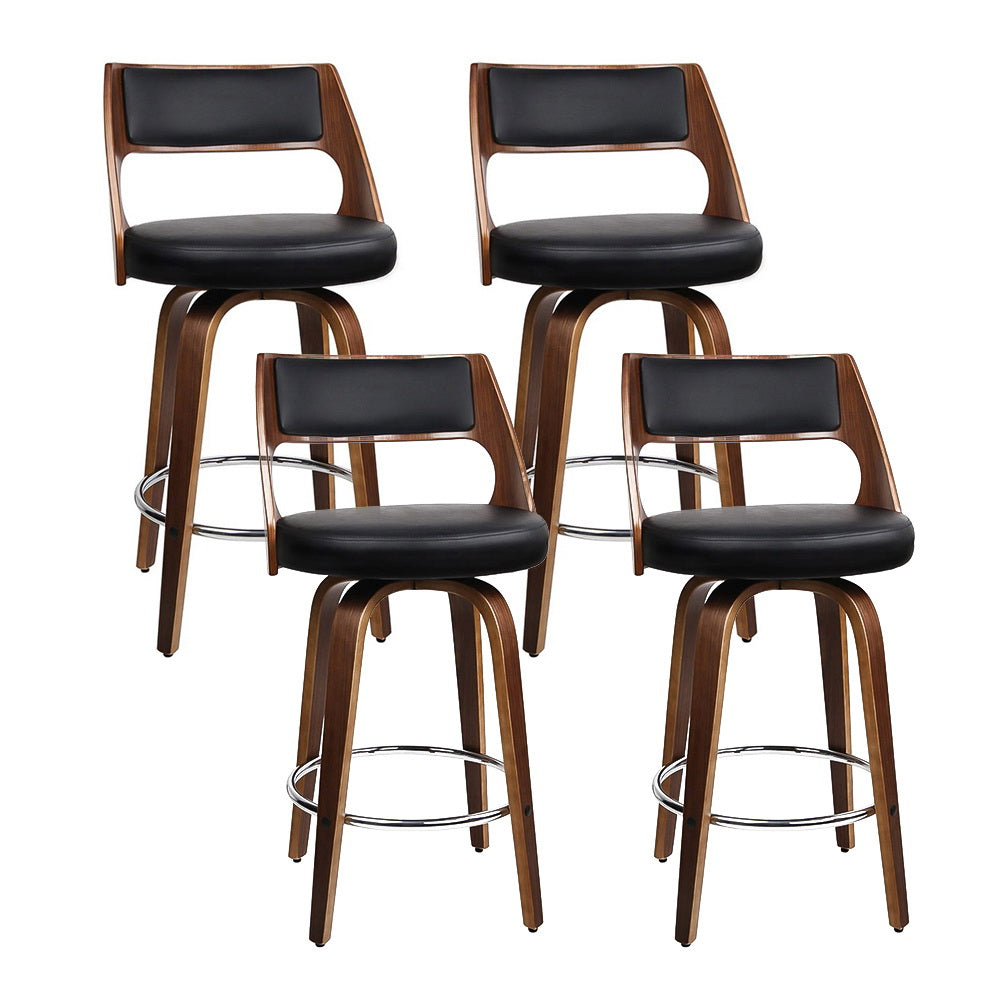 Table & Bar Stools: Artiss 4x Bar Stools Swivel Leather Chair 76cm