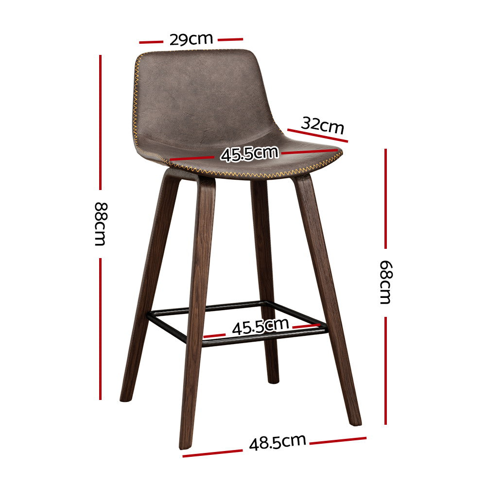Table & Bar Stools: Artiss Bar Stools Kitchen Counter Barstools Leather Wooden Chairs x2