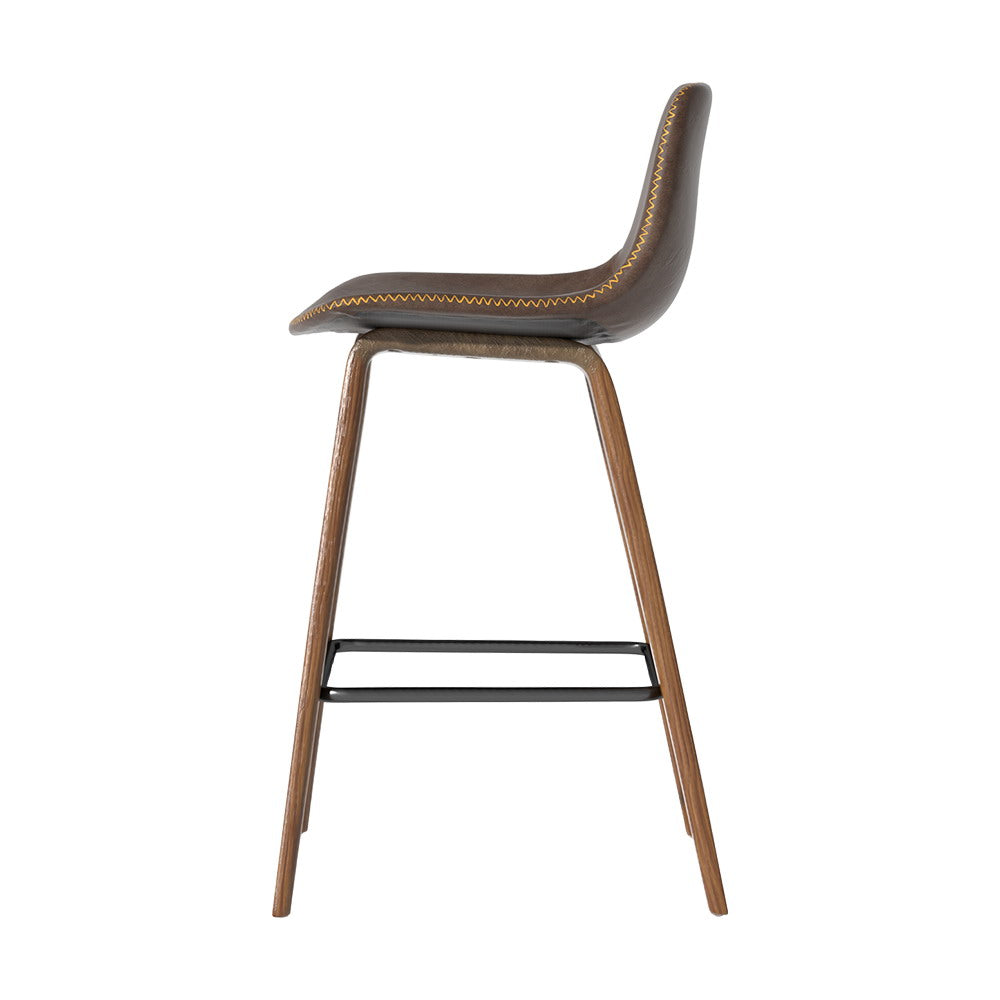 Table & Bar Stools: Artiss Bar Stools Kitchen Counter Barstools Leather Wooden Chairs x2