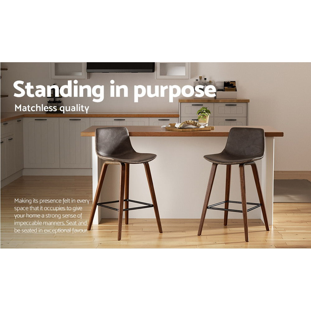 Table & Bar Stools: Artiss Bar Stools Kitchen Counter Barstools Leather Wooden Chairs x2