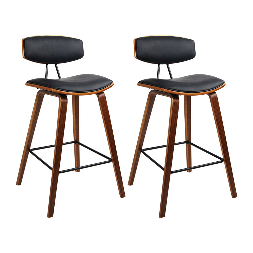 Table & Bar Stools: Artiss 2x Bar Stools Leather Padded w/Backrest