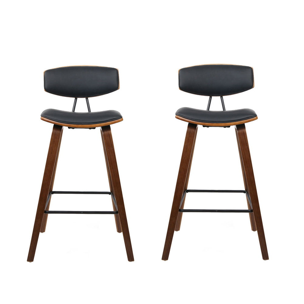 Table & Bar Stools: Artiss 2x Bar Stools Leather Padded w/Backrest