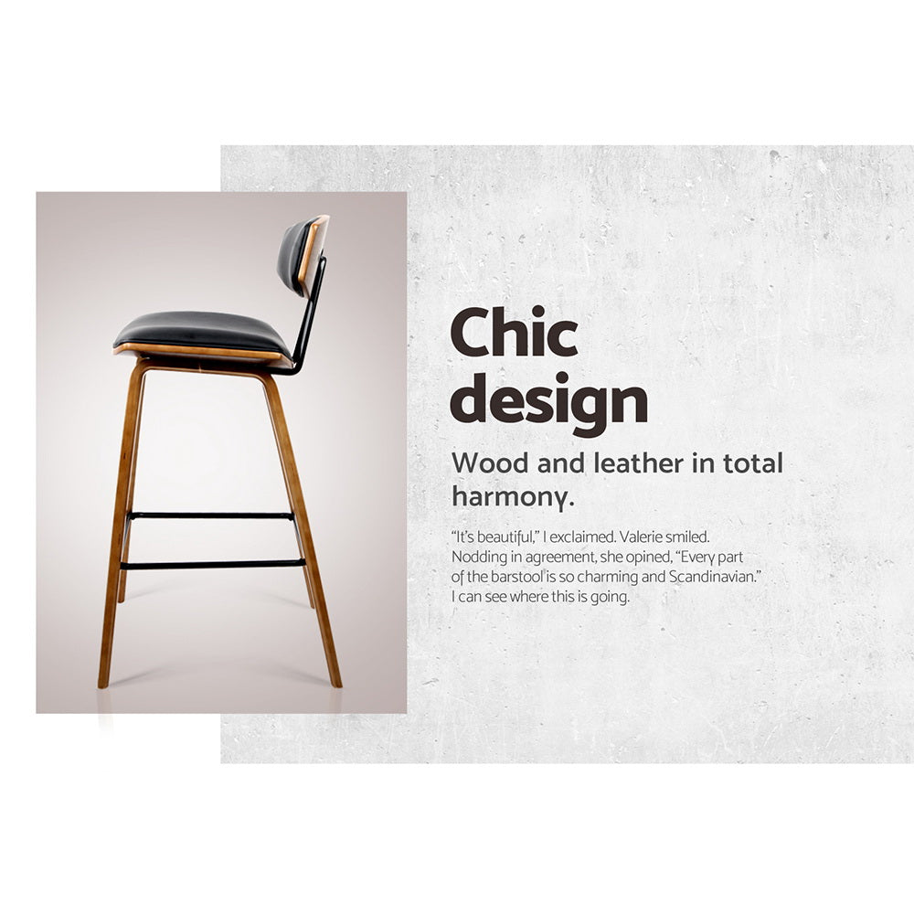 Table & Bar Stools: Artiss 2x Bar Stools Leather Padded w/Backrest