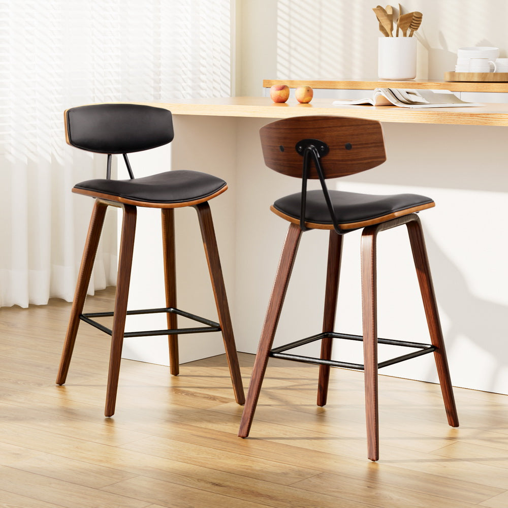 Table & Bar Stools: Artiss 2x Bar Stools Leather Padded w/Backrest