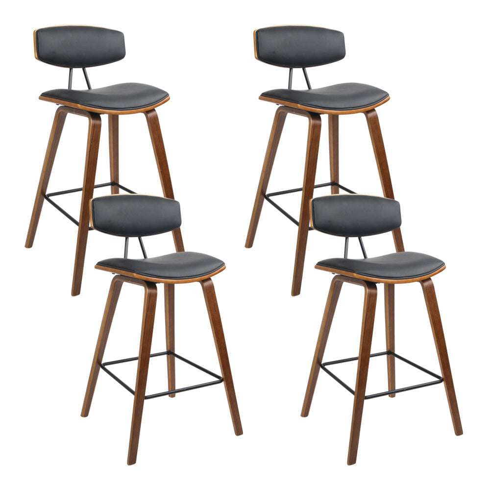 Table & Bar Stools: Artiss 4x Bar Stools Leather Padded w/Backrest