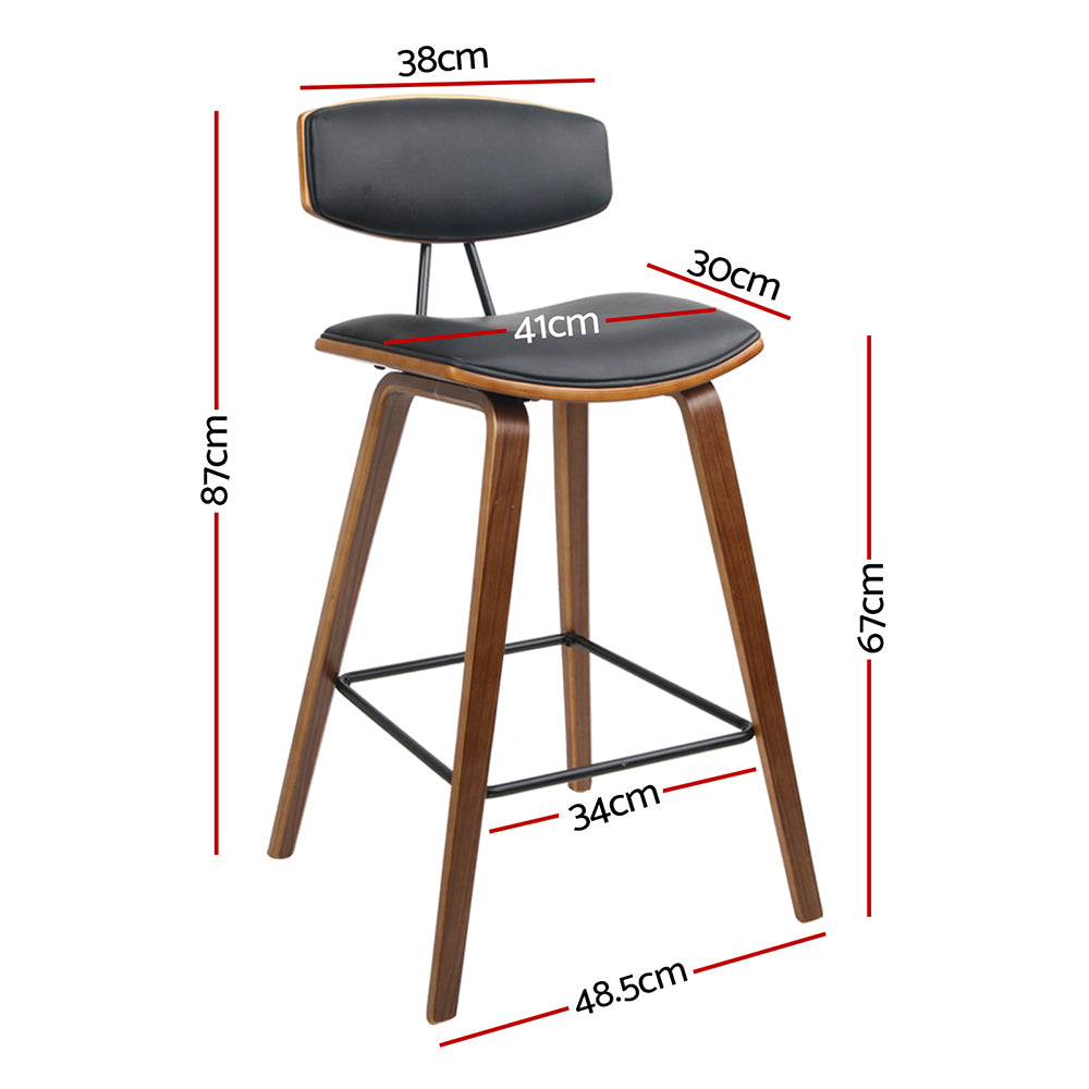 Table & Bar Stools: Artiss 4x Bar Stools Leather Padded w/Backrest