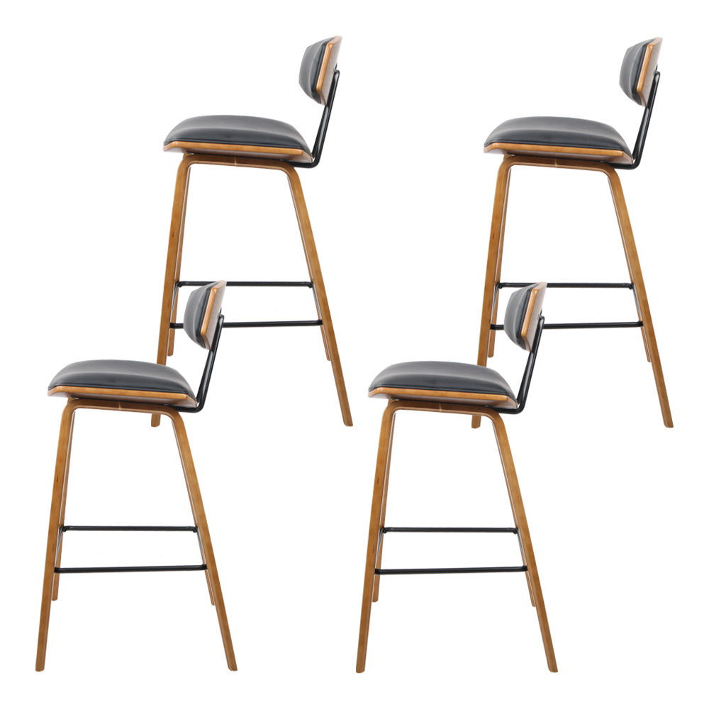 Table & Bar Stools: Artiss 4x Bar Stools Leather Padded w/Backrest