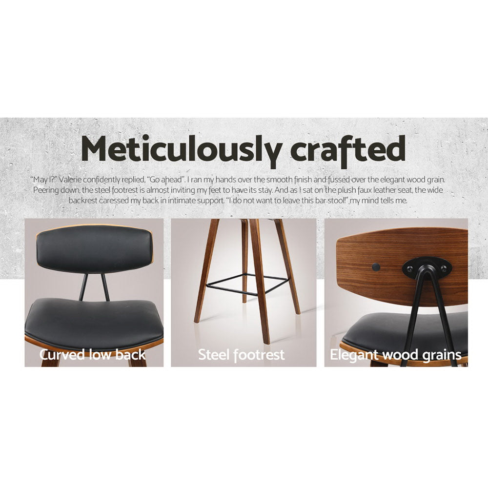 Table & Bar Stools: Artiss 4x Bar Stools Leather Padded w/Backrest