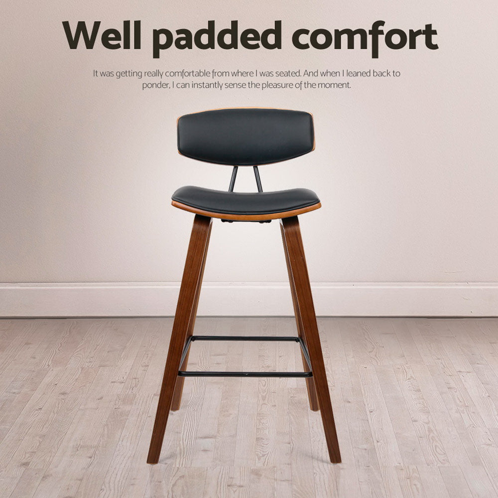 Table & Bar Stools: Artiss 4x Bar Stools Leather Padded w/Backrest