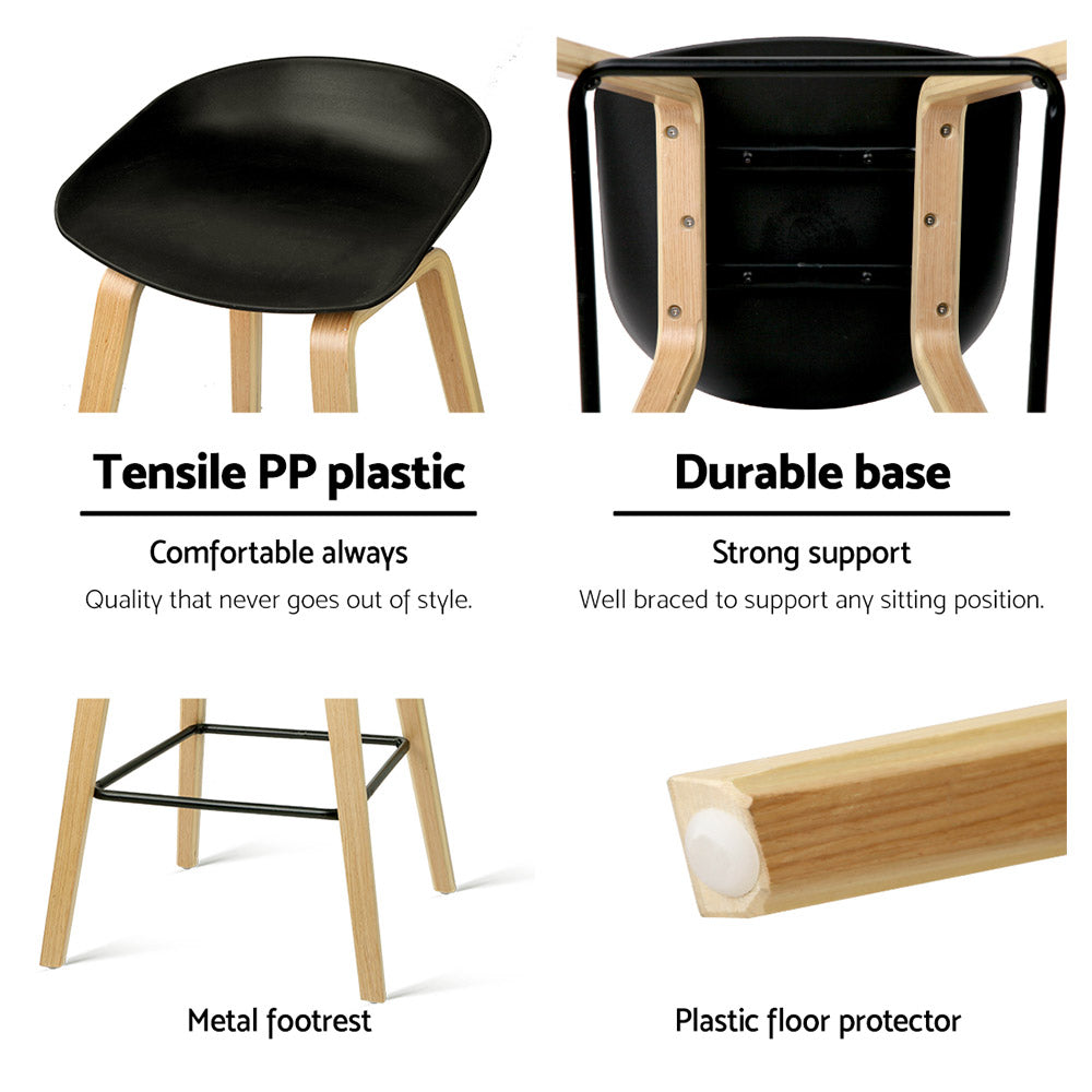 Table & Bar Stools: Artiss 2x Bar Stools Wooden