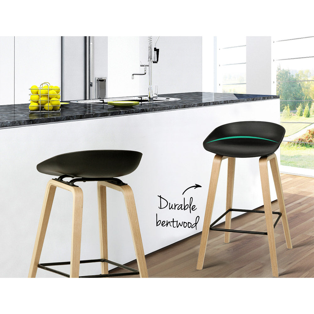 Table & Bar Stools: Artiss 2x Bar Stools Wooden