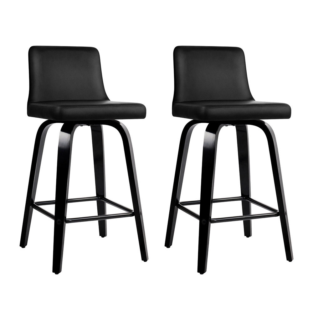Table & Bar Stools: Artiss Bar Stools Kitchen Leather Barstools Swivel Wooden Chairs X2