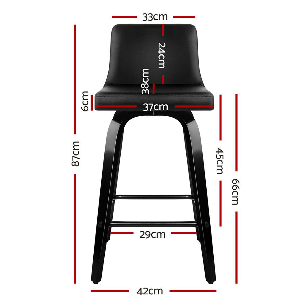Table & Bar Stools: Artiss Bar Stools Kitchen Leather Barstools Swivel Wooden Chairs X2