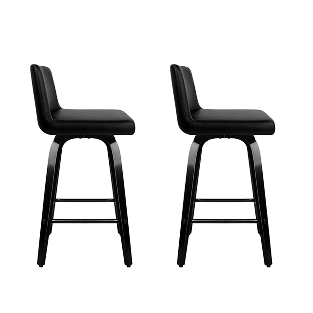 Table & Bar Stools: Artiss Bar Stools Kitchen Leather Barstools Swivel Wooden Chairs X2