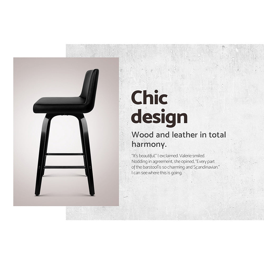 Table & Bar Stools: Artiss Bar Stools Kitchen Leather Barstools Swivel Wooden Chairs X2
