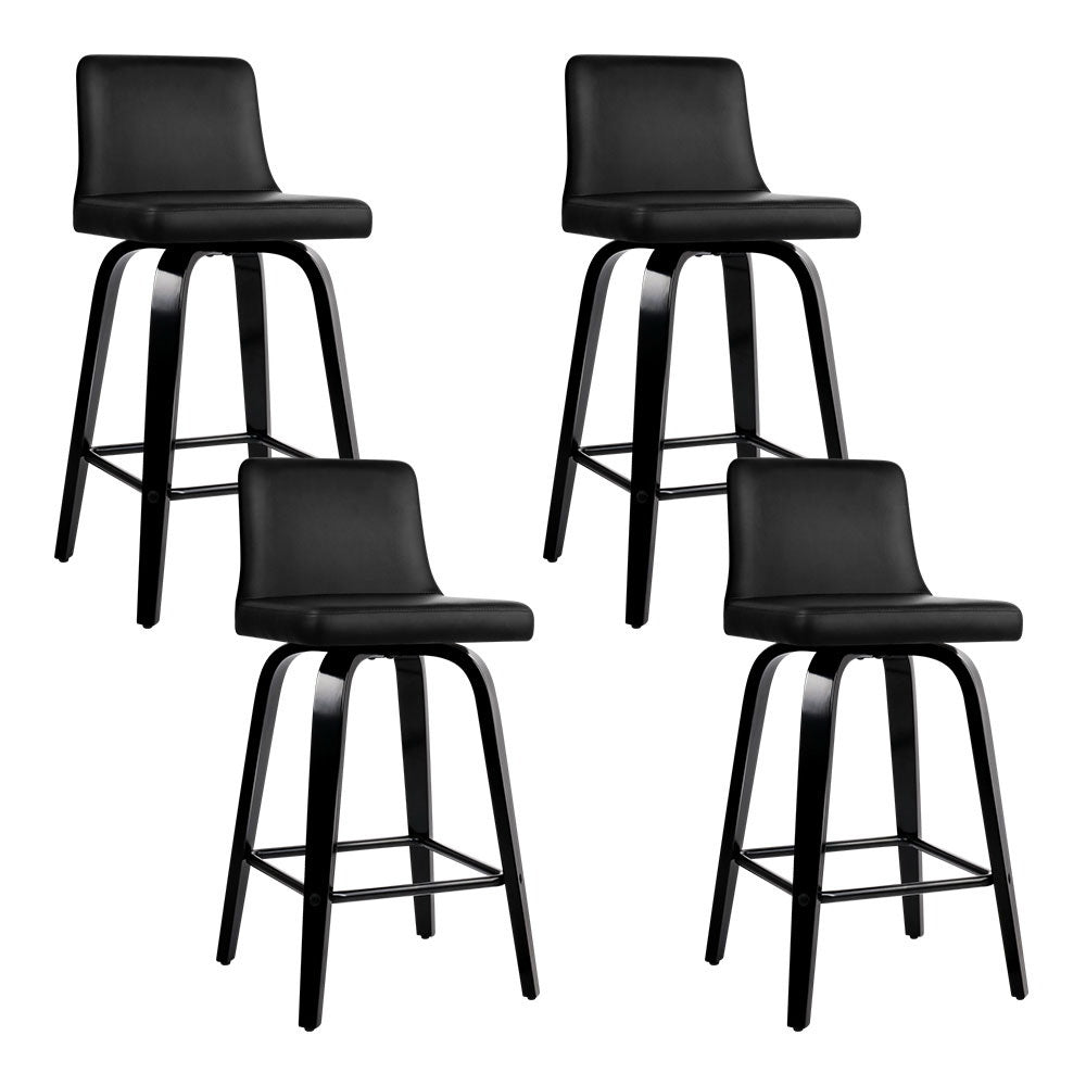 Table & Bar Stools: Artiss Bar Stools Kitchen Leather Barstools Swivel Wooden Chairs X4
