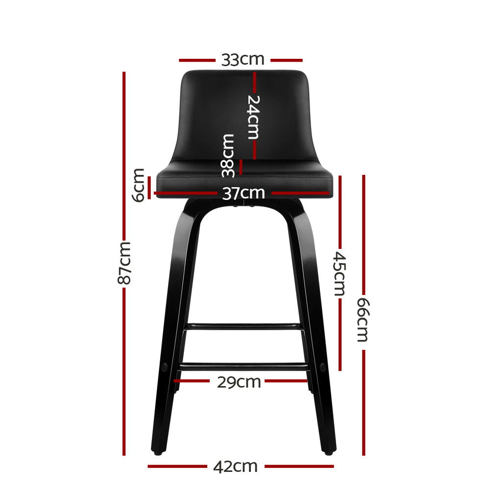 Table & Bar Stools: Artiss Bar Stools Kitchen Leather Barstools Swivel Wooden Chairs X4