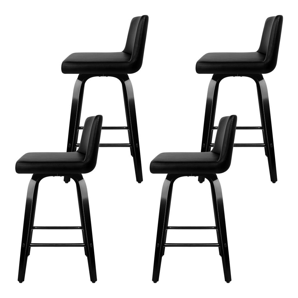 Table & Bar Stools: Artiss Bar Stools Kitchen Leather Barstools Swivel Wooden Chairs X4