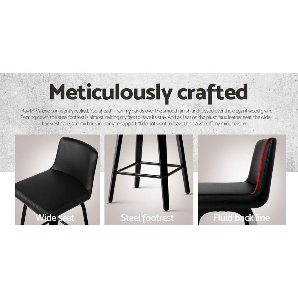 Table & Bar Stools: Artiss Bar Stools Kitchen Leather Barstools Swivel Wooden Chairs X4