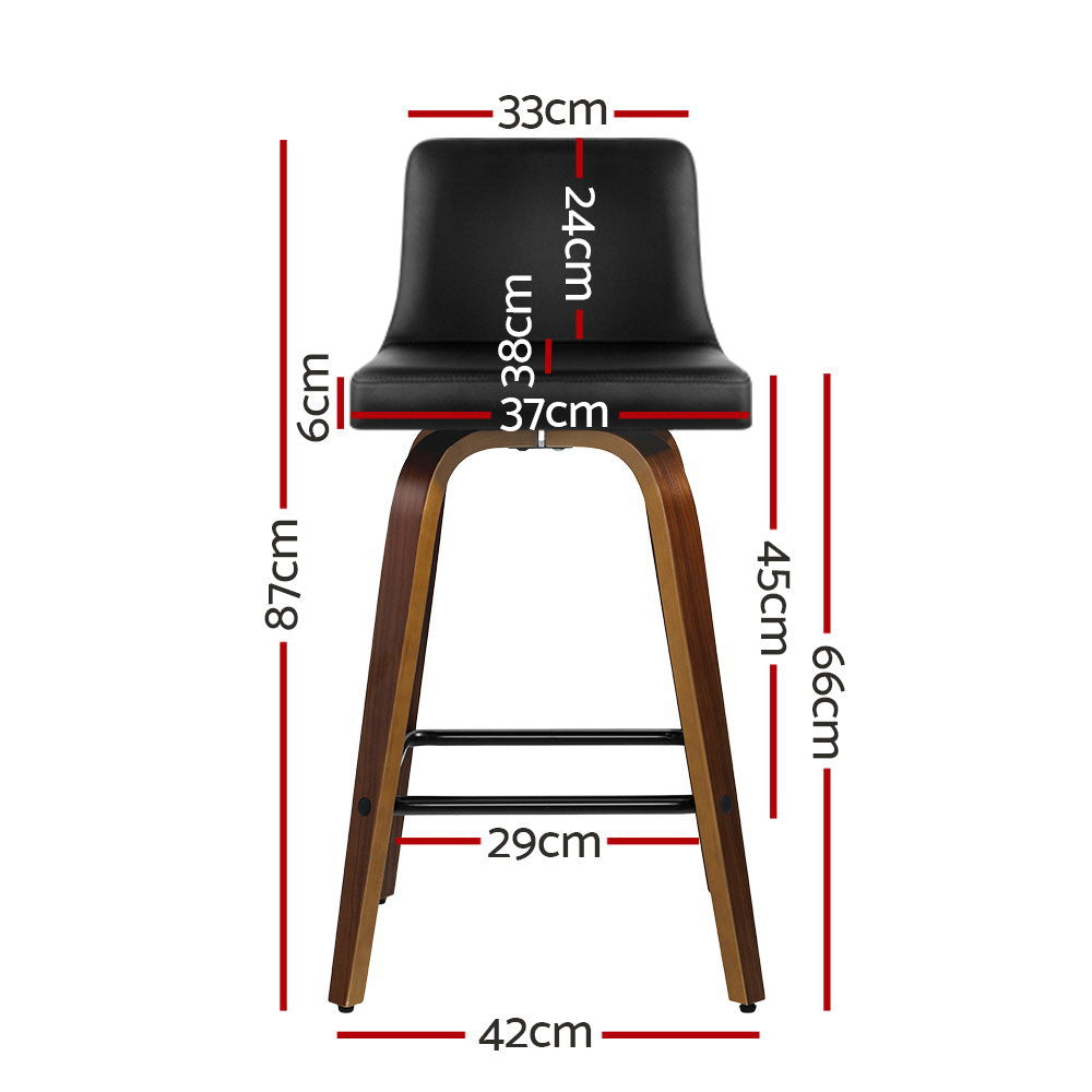 Table & Bar Stools: Artiss 2x Bar Stools Swivel Leather Padded Wooden