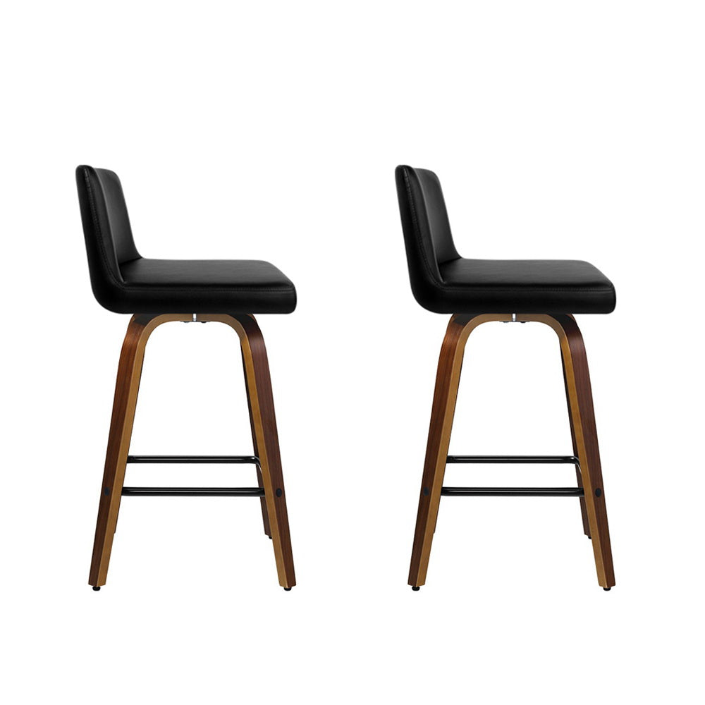 Table & Bar Stools: Artiss 2x Bar Stools Swivel Leather Padded Wooden