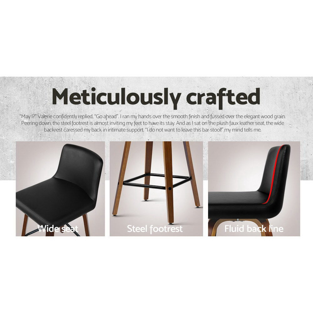 Table & Bar Stools: Artiss 2x Bar Stools Swivel Leather Padded Wooden